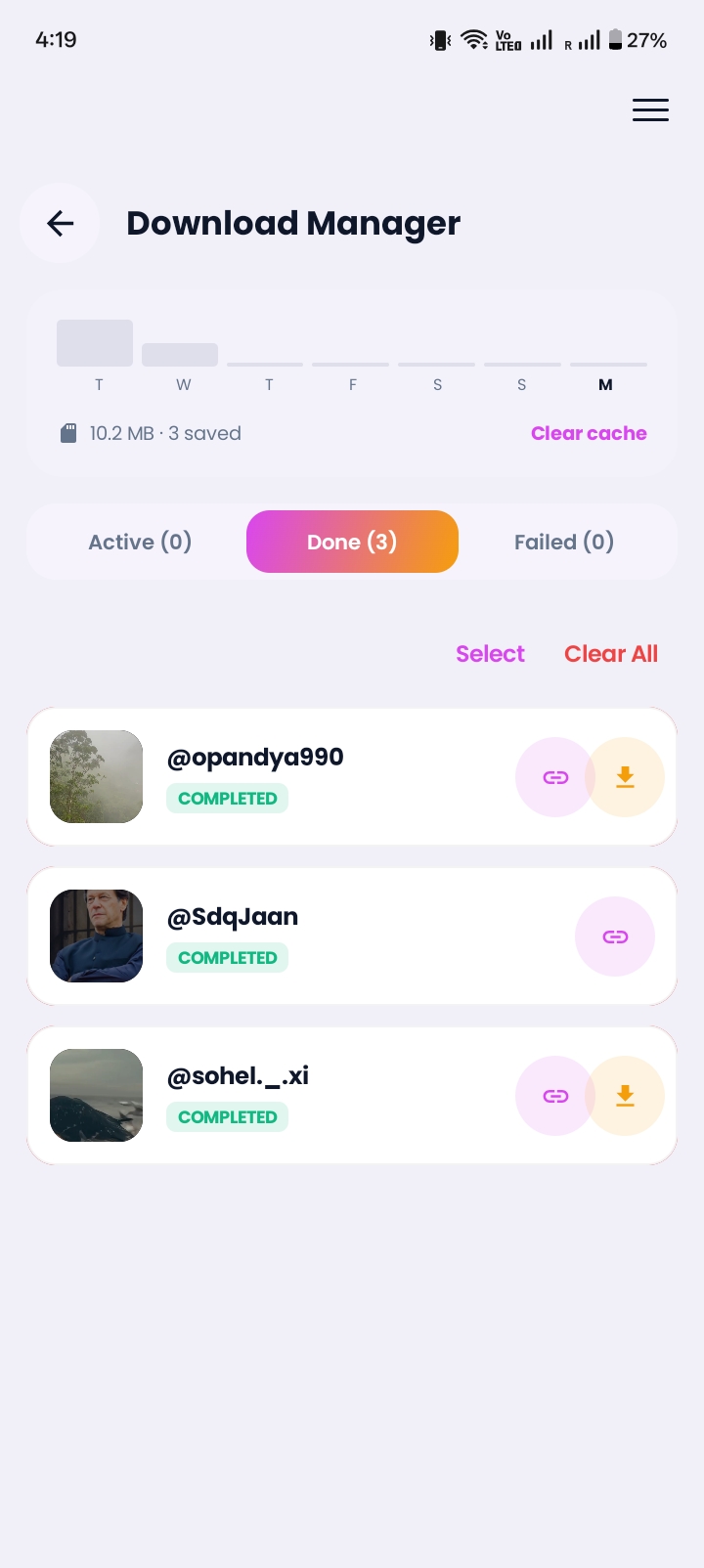 Download Manager Screen